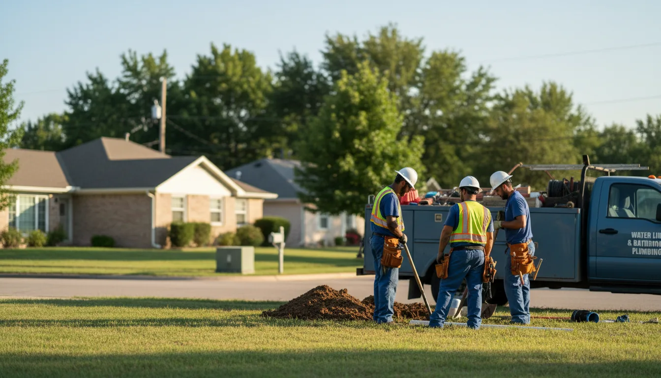 Residential water line and bathroom plumbing service in Augusta, KS